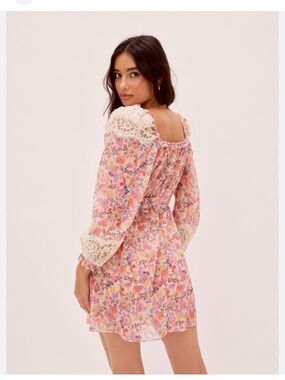 FOR LOVE & LEMONS Gardenia Robe Mini Dress Cottage Fairy XL Lingerie Floral Lace